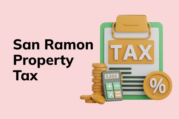 3d tax icon on a colorful background and text that reads San Ramon property tax