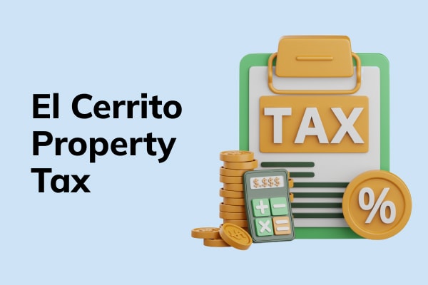 3d tax icon on a colorful background and text that reads El Cerrito property tax