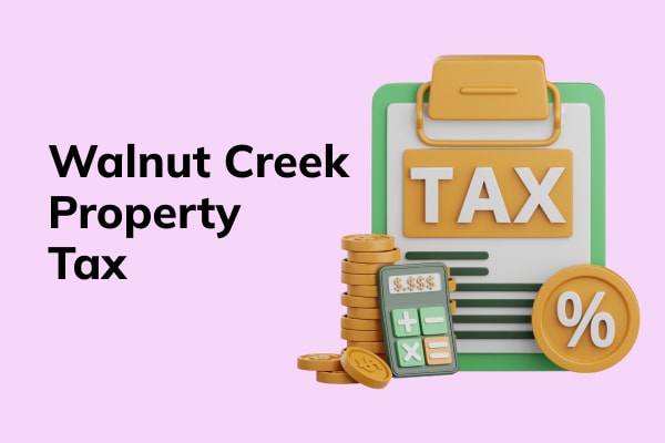 3d tax icon on a colorful background and text that reads Walnut Creek property tax